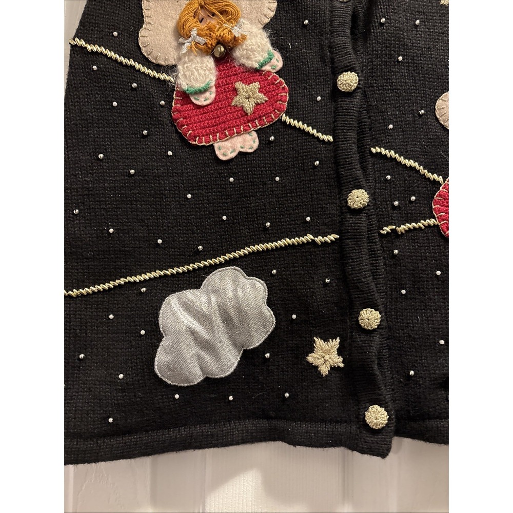 Vtg Bobbie Brooks Women's S Angel Star Ugly Festive Christmas Sweater Vest 3D - Picture 5 of 8